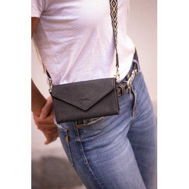 Pochette Pénélope Phone Pocket cuir perforé noir Pochette Pénélope Phone Pocket cuir perforé noir