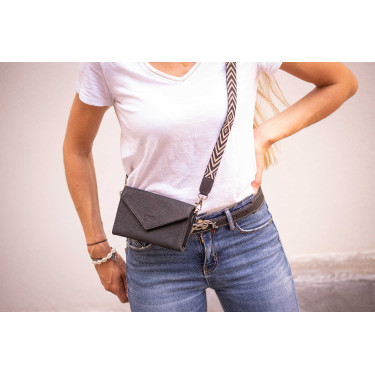 Pochette Pénélope Phone Pocket cuir perforé noir Pochette Pénélope Phone Pocket cuir perforé noir