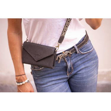 Pochette Pénélope Phone Pocket cuir perforé noir Pochette Pénélope Phone Pocket cuir perforé noir