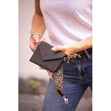 Pochette Pénélope Phone Pocket cuir perforé noir Pochette Pénélope Phone Pocket cuir perforé noir