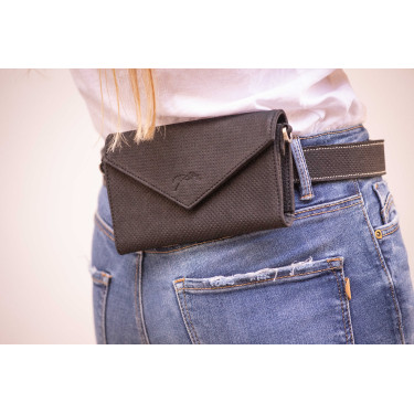 Pochette Pénélope Phone Pocket cuir perforé noir Pochette Pénélope Phone Pocket cuir perforé noir