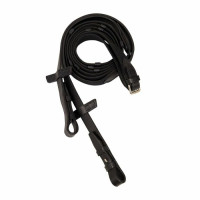 Rênes étroite Stübben avec 5 arrêtoirs et crochets Noir argent Rênes étroite Stübben avec 5 arrêtoirs et crochets Noir argent