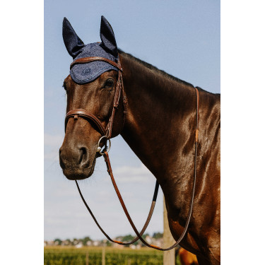 Bonnet chasse mouche Je t'aime Equithème Origine Bleu marine