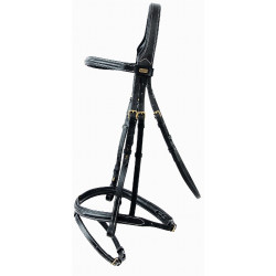 Bridon Michel Robert Tde T têtière triple muserolle combinée T de T Noir Bridon Michel Robert Tde T têtière triple muserolle combinée T de T Noir