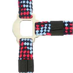 Licol + longe Equitheme Tressé Fuchsia / bleu ciel / marine Rose Licol + longe Equitheme Tressé Fuchsia / bleu ciel / marine Rose