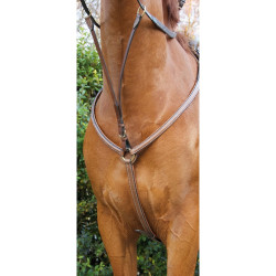 Collier de chasse doublé surpiqûres T de T Tabac Marron