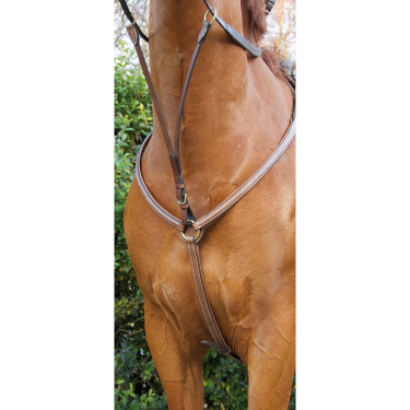 Collier de chasse doublé surpiqûres T de T Tabac Marron