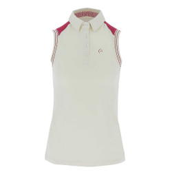 Polo piqué Equithème femme sans manches Ecru Beige