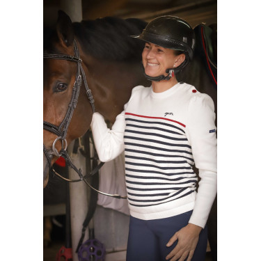 Pull Pénélope x Saint James Maelle Ecru / marine / rouge Motifs Pull Pénélope x Saint James Maelle Ecru / marine / rouge Motifs