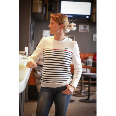 Pull Pénélope x Saint James Maelle Ecru / marine / rouge Motifs Pull Pénélope x Saint James Maelle Ecru / marine / rouge Motifs