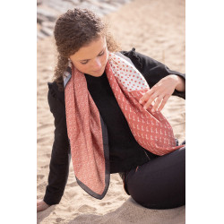 Foulard Pénélope Mya Ecru / rouille Blanc Foulard Pénélope Mya Ecru / rouille Blanc