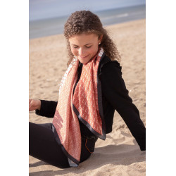 Foulard Pénélope Mya Ecru / rouille Blanc Foulard Pénélope Mya Ecru / rouille Blanc