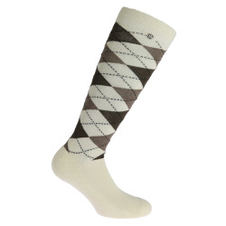 Chaussettes Equithème Argyle femme Ecru / taupe Blanc Chaussettes Equithème Argyle femme Ecru / taupe Blanc