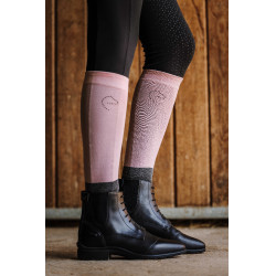 Chaussettes Equithème Compet Je t'aime Vieux rose / anthracite
