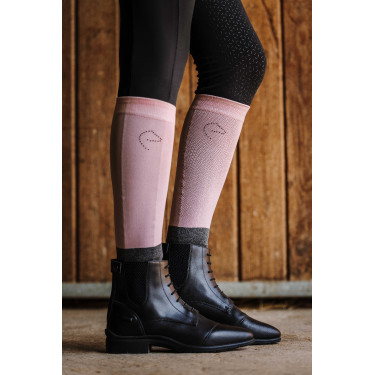 Chaussettes Equithème Compet Je t'aime Vieux rose / anthracite Chaussettes Equithème Compet Je t'aime Vieux rose / anthracite