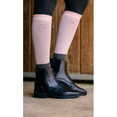 Chaussettes Equithème Compet Je t'aime Vieux rose / anthracite Chaussettes Equithème Compet Je t'aime Vieux rose / anthracite