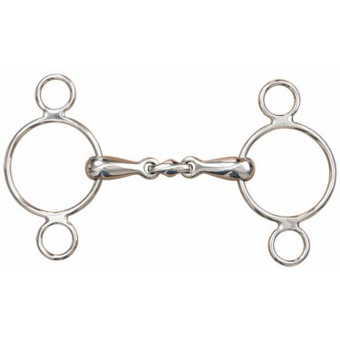 Mors réglable 3 anneaux double brisure T de T Mors réglable 3 anneaux double brisure T de T