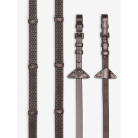 Rênes en caoutchouc souple avec arrêtoirs LeMieux Havane / argent Marron