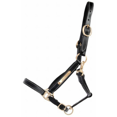 Licol cuir avec plaque à graver T de T Noir