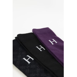 Chaussettes Harcour Aiko par 3 Figue / noir / tartan Chaussettes Harcour Aiko par 3 Figue / noir / tartan
