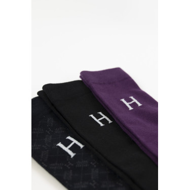 Chaussettes Harcour Aiko par 3 Figue / noir / tartan Chaussettes Harcour Aiko par 3 Figue / noir / tartan