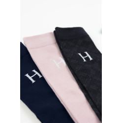 Chaussettes Harcour Aiko par 3 Marine / rose clair / tartan