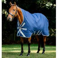 Couverture Horseware Rhino Wug Turnout 0g Noir / gris titane / bleu classique Couverture Horseware Rhino Wug Turnout 0g Noir / gris titane / bleu classique