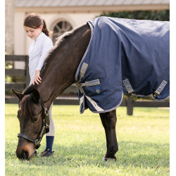 Couverture Horseware Rhino Poney Turnout 100g Noir / gris titane / bleu classique Couverture Horseware Rhino Poney Turnout 100g Noir / gris titane / bleu classique