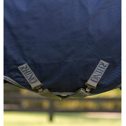 Couverture Horseware Rhino Poney Turnout 0g Noir / gris titane / bleu classique Couverture Horseware Rhino Poney Turnout 0g Noir / gris titane / bleu classique