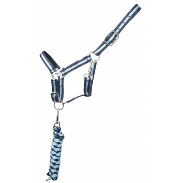 Licol synthétique doublé + longe tressée américaine T de T Licol synthétique doublé + longe tressée américaine T de T