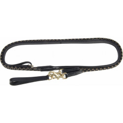 Rênes allemandes corde et cuir T de T Noir