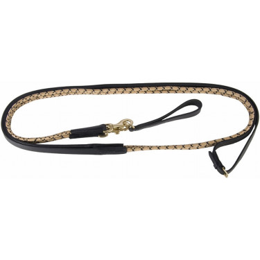 Rênes allemandes corde et cuir T de T Noir / beige Rênes allemandes corde et cuir T de T Noir / beige