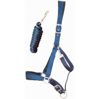 Licol satiné doublé avec longe ronde T de T Bleu marine Licol satiné doublé avec longe ronde T de T Bleu marine
