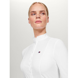 Polo de concours Tommy Hilfiger Equestrian New Jersey manches longues femme Blanc optic