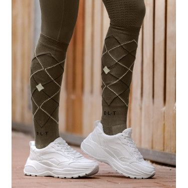 Chaussettes d'équitation ELT Argyle Brun vert Marron