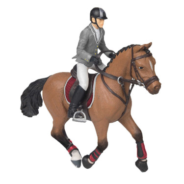 Figurine Cheval concours & cavalier Papo Figurine Cheval concours & cavalier Papo