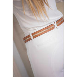 Ceinture Pénélope Signature strass Cognac Marron