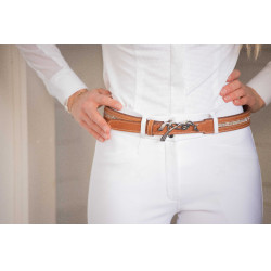 Ceinture Pénélope Signature strass Cognac Marron