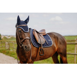 Tapis de selle Je t'aime Equithème Mirror Bleu marine Tapis de selle Je t'aime Equithème Mirror Bleu marine
