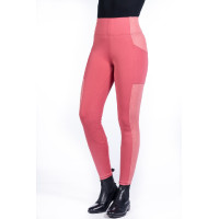 Legging HKM Mesh Style full seat silicone Rose framboise