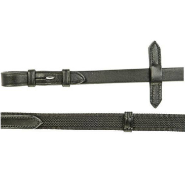 Rênes HKM entretissées de caoutchouc Noir