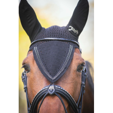 Bonnet pour chevaux long Pénélope strass Noir