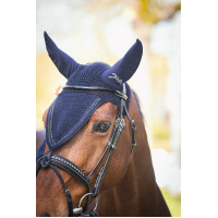 Bonnet pour chevaux long Pénélope strass Marine Bleu marine