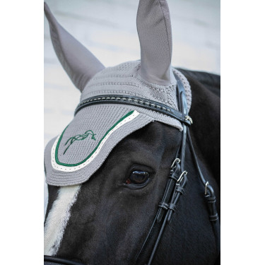 Bonnet chevaux Pénélope Point sellier Gris clair / vert Bonnet chevaux Pénélope Point sellier Gris clair / vert