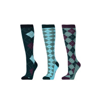 Chaussettes Dublin par 3 Clan vert émeraude argyle