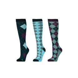 Chaussettes Dublin par 3 Clan vert émeraude argyle
