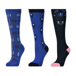 Chaussettes Dublin enfant par 3 Poney peekaboo bleuet