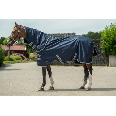 Couverture d'extérieur Therma Pro HKM Cou détachable 600D Bleu foncé Couverture d'extérieur Therma Pro HKM Cou détachable 600D Bleu foncé