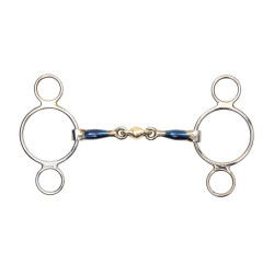 Mors cheval 2 anneaux cuivre bleu Shires - Matériel d'équitation