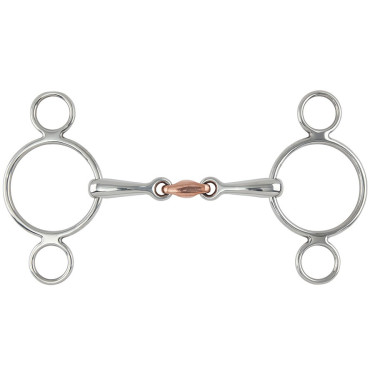 Mors 2 anneaux cuivre Lozenge Gag Shires Acier inoxydable Mors 2 anneaux cuivre Lozenge Gag Shires Acier inoxydable